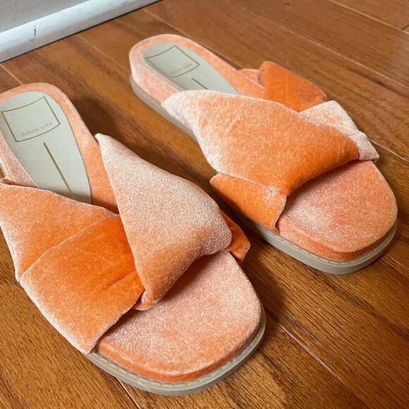Dolce Vita Velvet Twist Slides Orange 6 - Picture 5 of 8